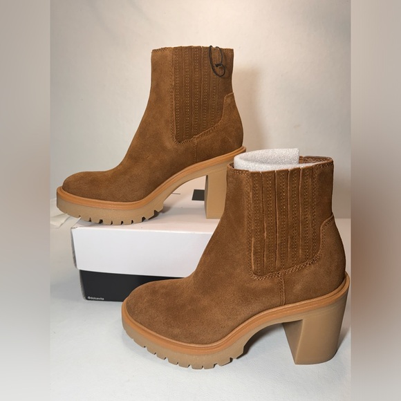 Dolce Vita Caster H2O Booties camel suede casual classic fall winter stylish - Picture 3 of 11